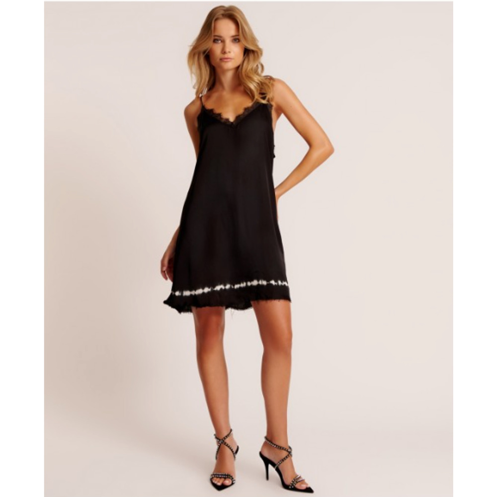 One Teaspoon Delirious Slip Dress - Black with Tie Dry Hem - NWT - Size: SMALL